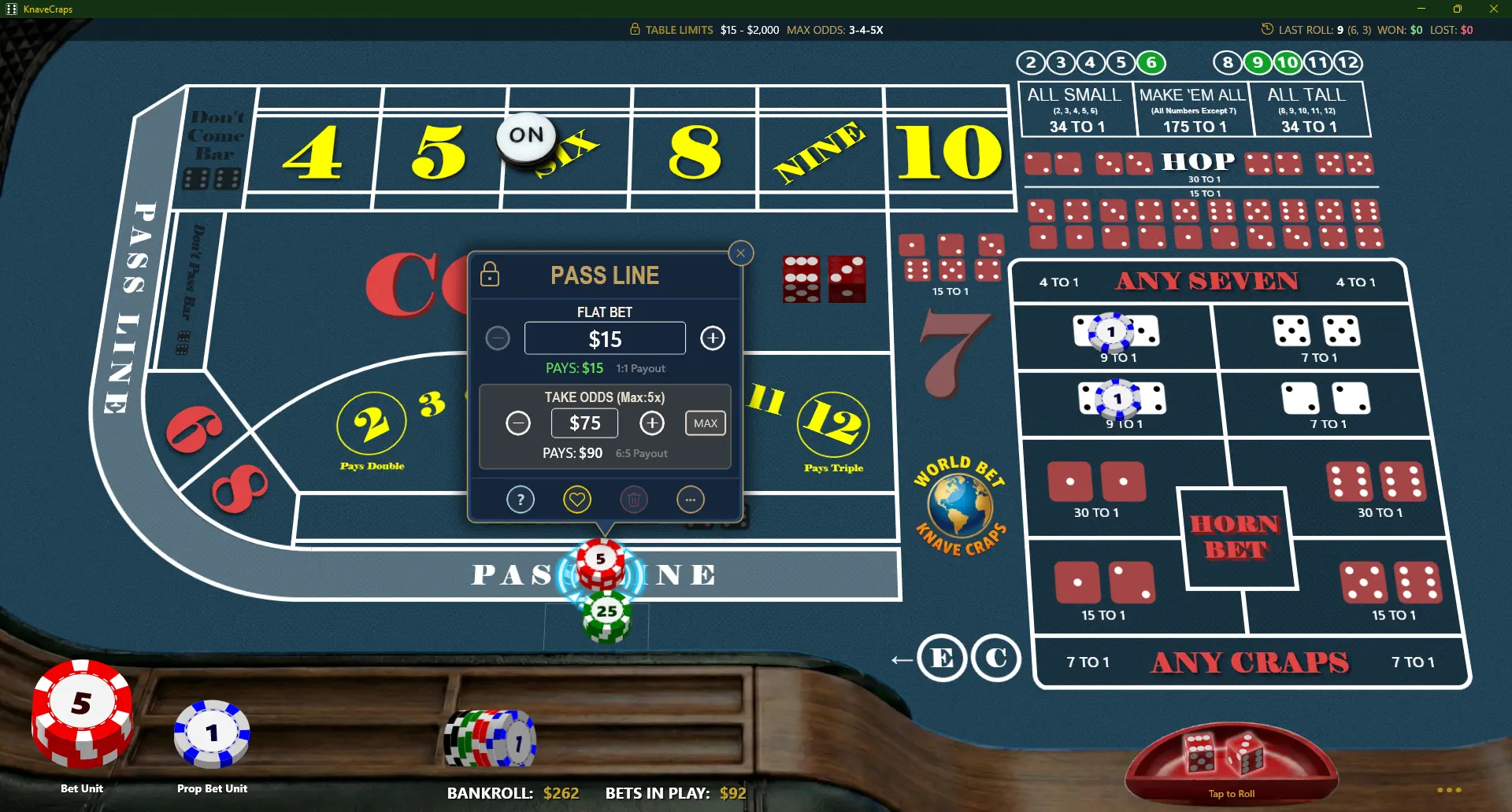 Knave Craps on Laptop