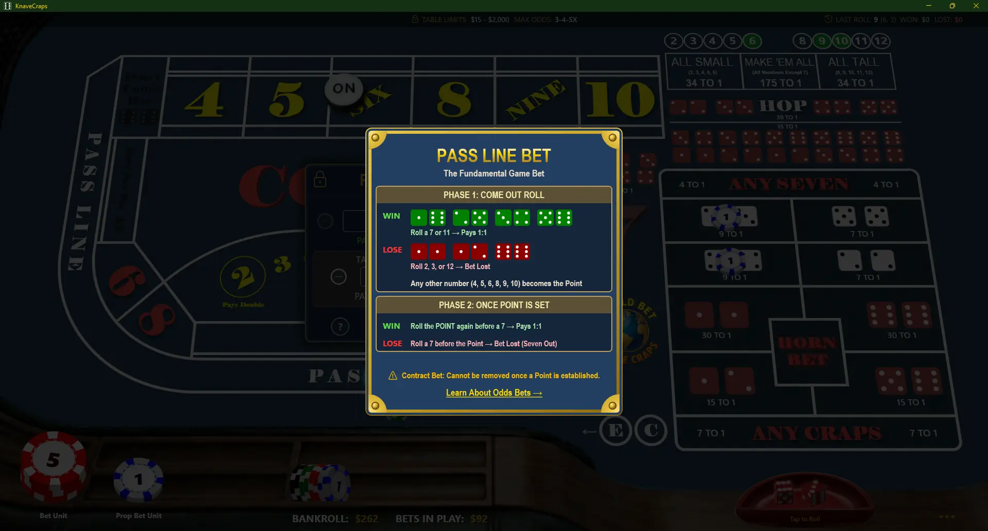 Knave Craps on Tablet